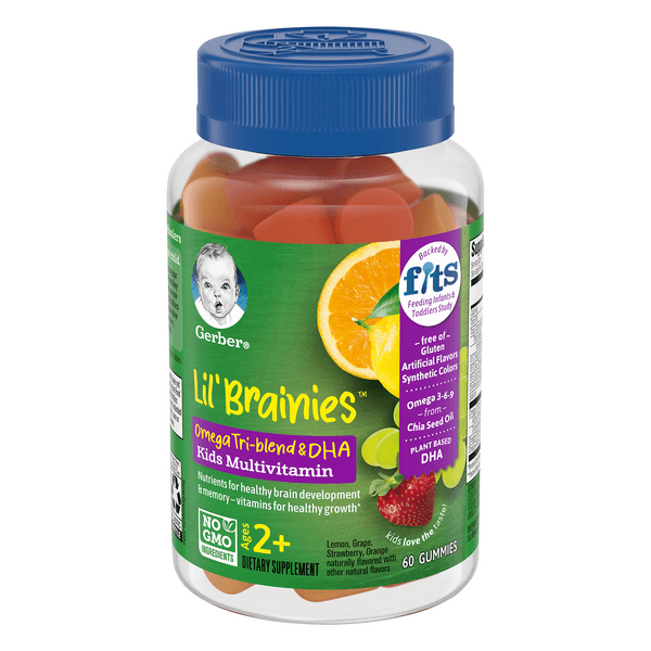 Gerber Lil' Brainies Kids Multivitamin Omega Tri-Blend & Dha Gummies