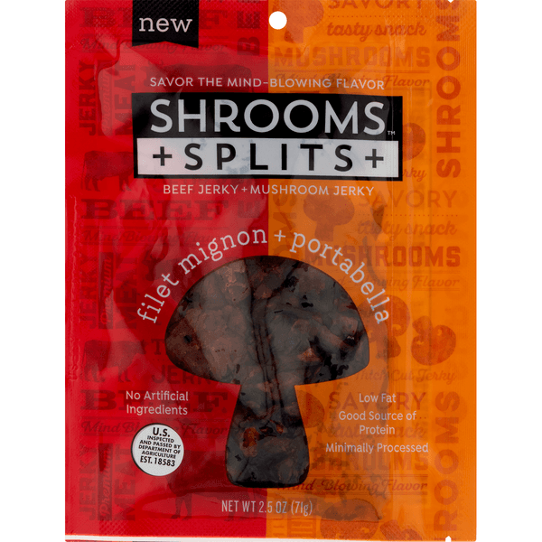 Shrooms Splits Beef Jerky + Mushroom Jerky Filet Mignon & Portabella