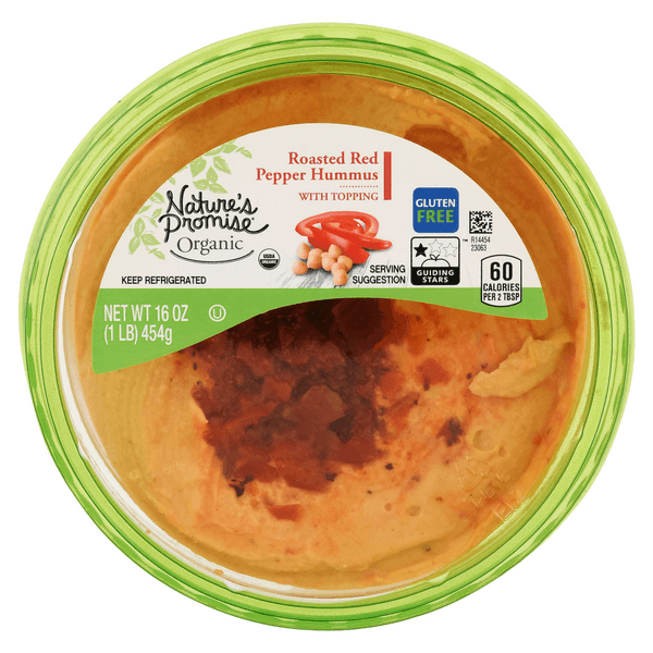 Nature'S Promise Organic Hummus Roasted Red Pepper With Topping Gluten Free