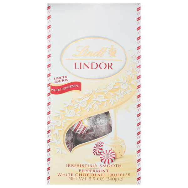 Lindt Lindor White Chocolate Peppermint Chocolate Candy Truffles