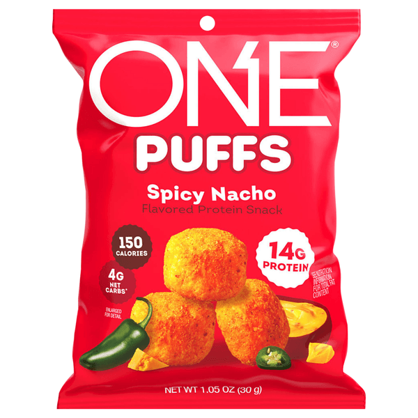 One Bar Spicy Nacho Protein Puffs