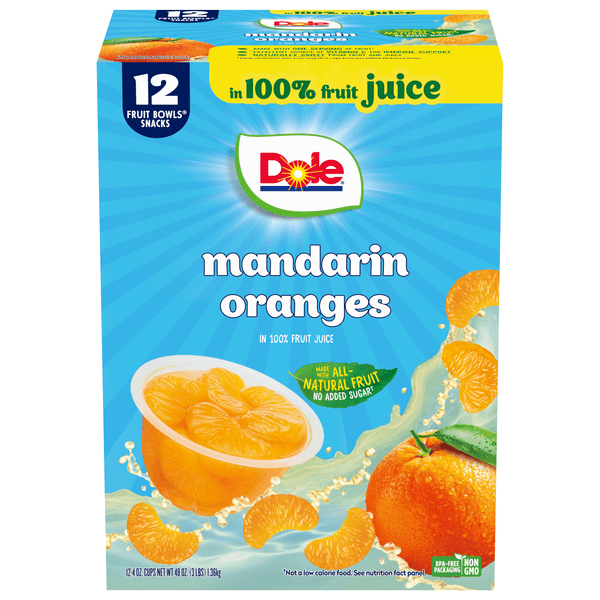 Dole Fruit Bowls, Mandarin Oranges In 100% Fruit Juice, Bowls, Of Fruit