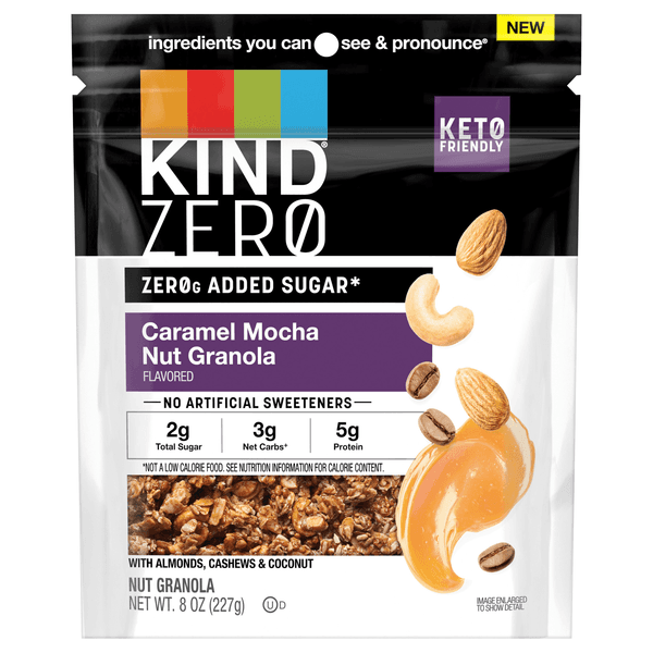 Kind Zerog Added Sugar Gluten Free Caramel Mocha Flavored Nut Granola