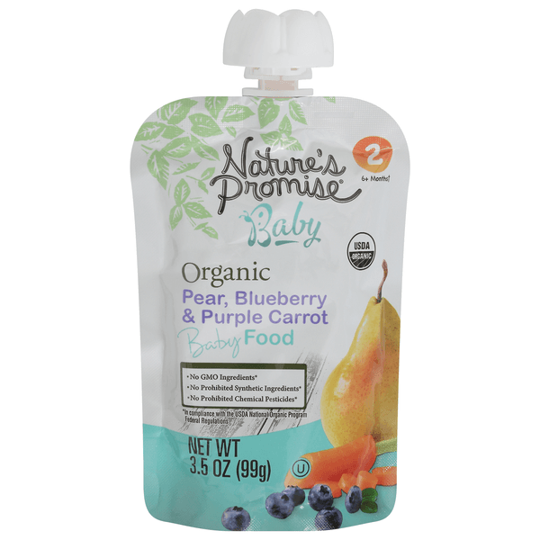 Nature'S Promise Organic Stage 2 Baby Food Pear Blueberry & Purple Carrot