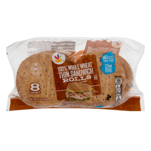 Stop & Shop 100% Whole Wheat Thin Sandwich Rolls