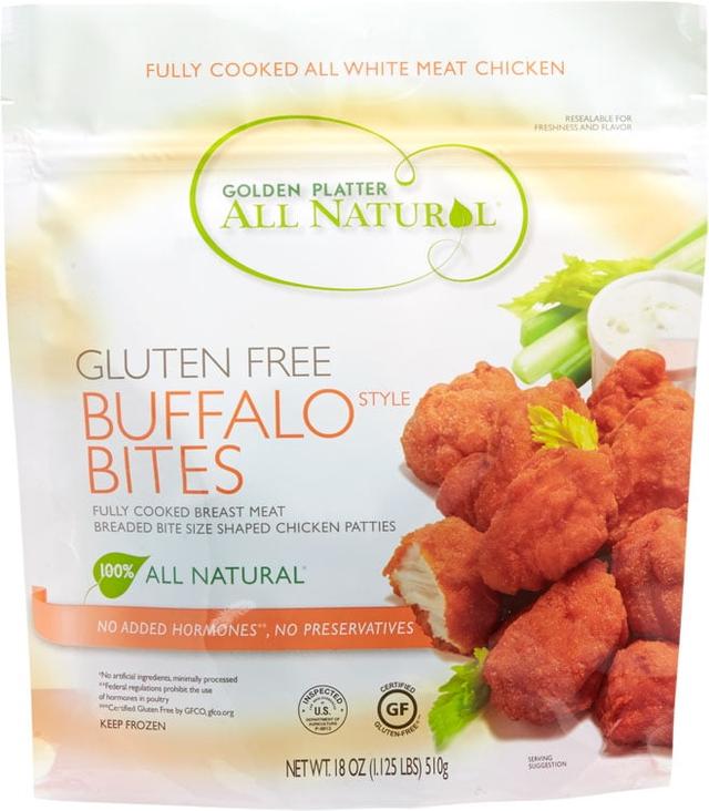 Is it Soy Free? Golden Platter All Natural Gluten Free Buffalo Style Bites, Resealable Bag