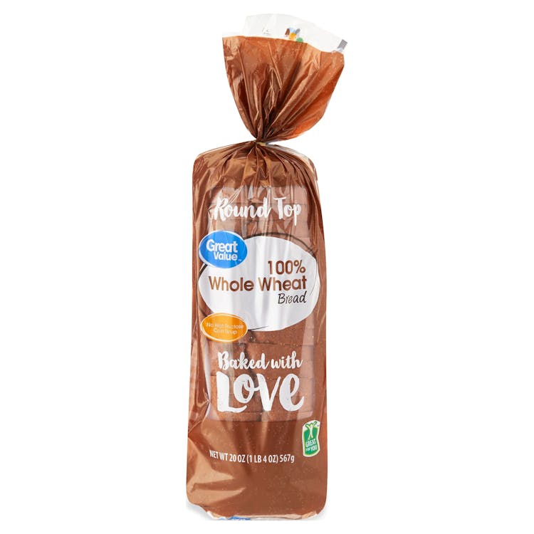 Great Value 100% Whole Wheat Round Top Bread Loaf