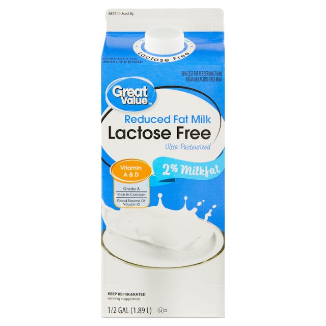 Is it Egg Free? Great Value Lactose Free 2% Reduced Fat Milk, Half Gallon