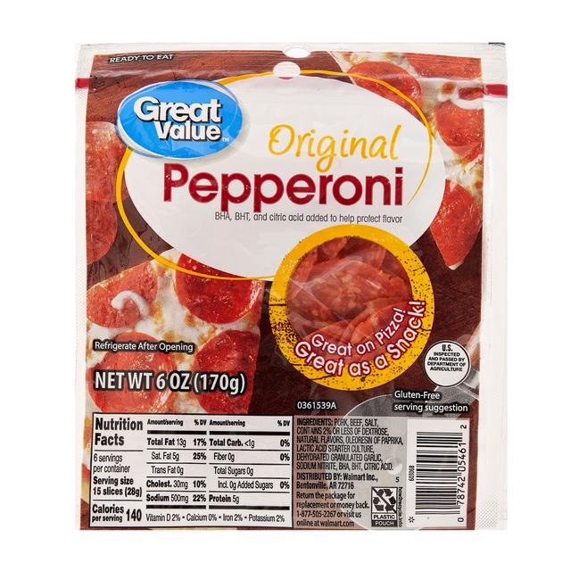 Is it Pescatarian? Great Value Original Pepperoni Slices