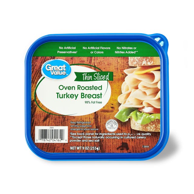 Great Value Oven Roasted Turkey Breast Lunchmeat, 9 Ounces