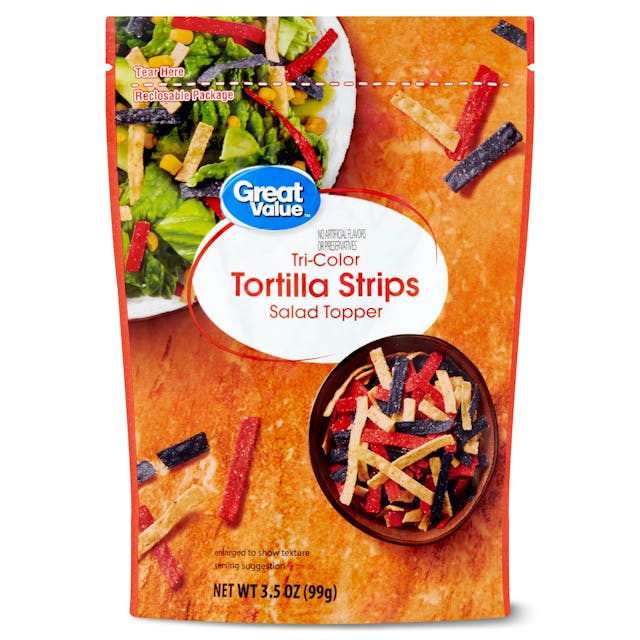 Is it Vegan? Great Value Tri-color Tortilla Strips Salad Topper