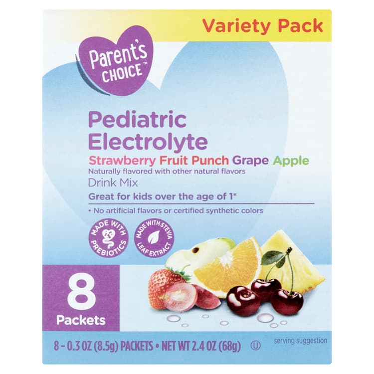 Parent'S Choice Pediatric Electrolyte Variety Pack: Strawberry, Fruit Punch, Grape, And Apple Drink Mix