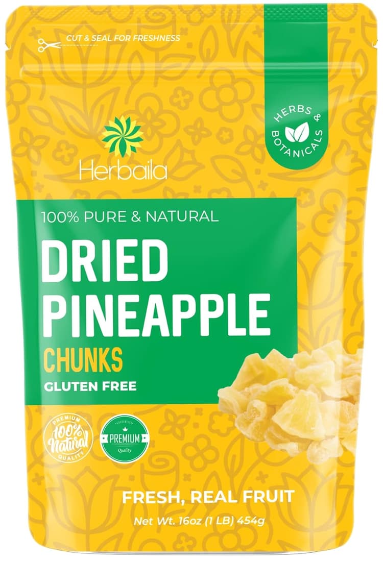 Herbaila 100% Pure & Natural Dried Pineapple Chunks