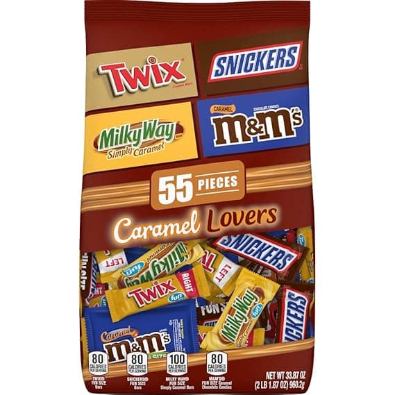 Mars Chocolate Caramel Lovers (M&M'S, Snickers, Twix & Milky Way) Fun Size Candy Bars Variety Mix 33.87-Ounce 55-Piece Bag