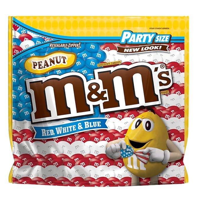 M & M Chocolate Candies, Peanut, Red, White & Blue, Party Size
