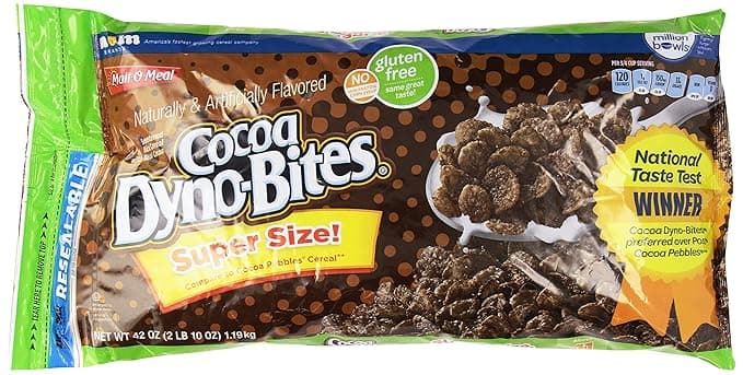 Malt-O-Mealcocoa Dyno-Bitescereal. Zip-Pak