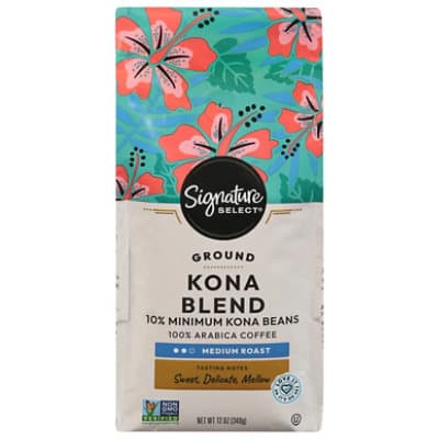 Signature Select Coffee Ground Medium Roasted Kona Blend