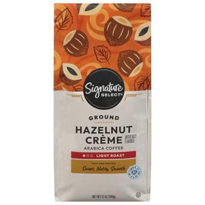 Signature Select Coffee Arabica Ground Light Roast Hazelnut Creme