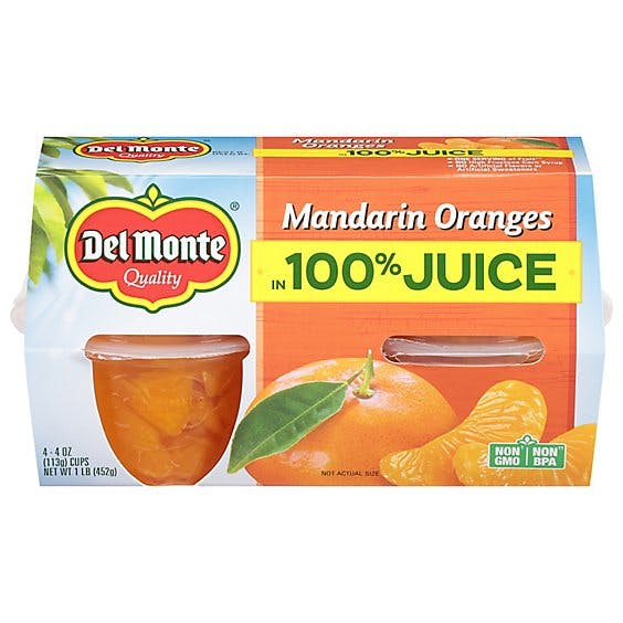 Del Monte Mandarin Oranges In Lightly Sweetend Juice + Water Cups