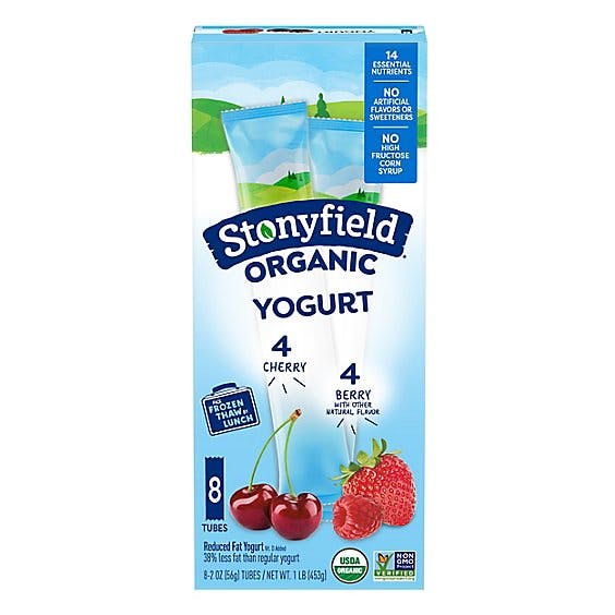 Stonyfield Organic Yokids Low Fat Berry And Cherry Yogurt Squeezers