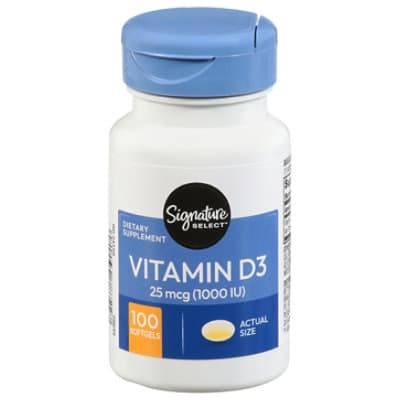 Signature Care Vitamin D3 1000Iu Dietary Supplement Softgels