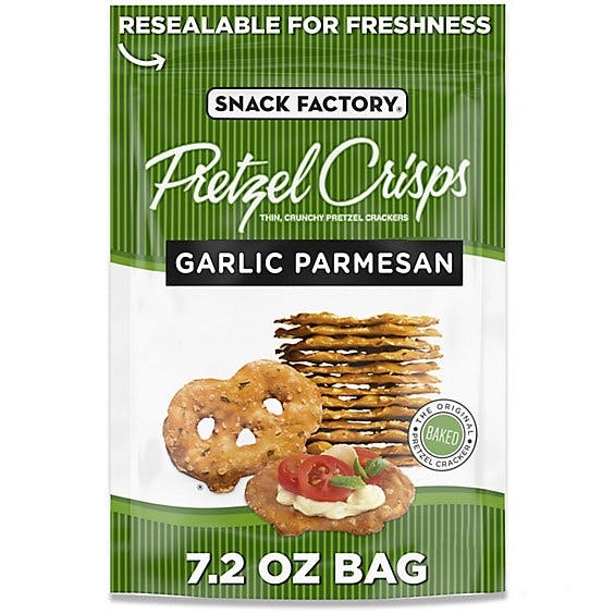 Is it Tree Nut Free? Snack Factory Pretzel Crisps Pretzel Crackers Thin Crunchy Deli Style Garlic Parmesan