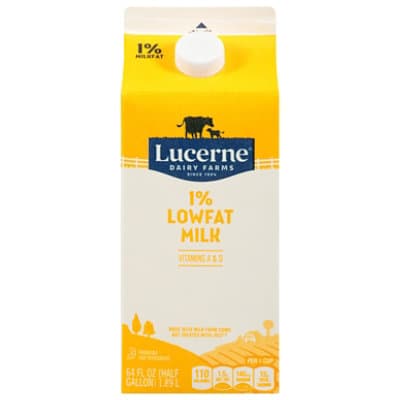 Lucerne Milk Lowfat 1% Milkfat - Half Gallon