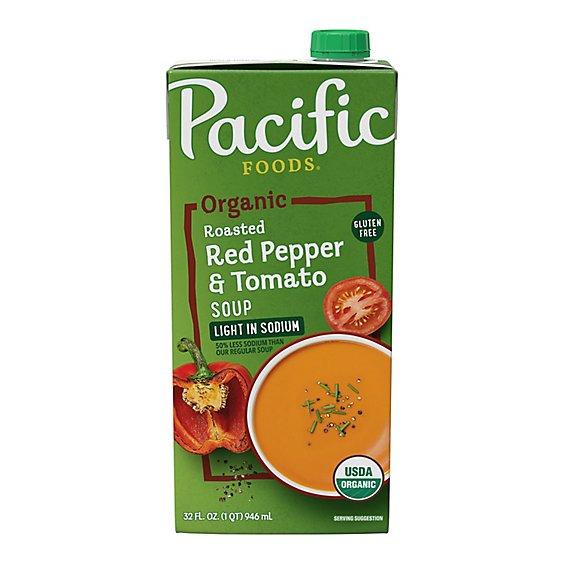 Is it Soy Free? Pacific Foods Organic Roasted Red Pepper & Tomato Soup - Light In Sodium