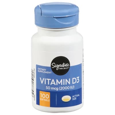Signature Care Vitamin D3 50Mcg Dietary Supplement Softgels