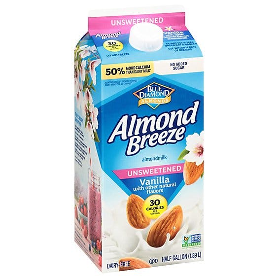 Is it Dairy Free? Blue Diamond Almonds Almond Breeze Unsweetened Vanilla Almondmilk