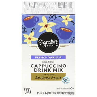 Signature Select Coffee Pods Single Serve Cappuccino Drink Mix French Vanilla