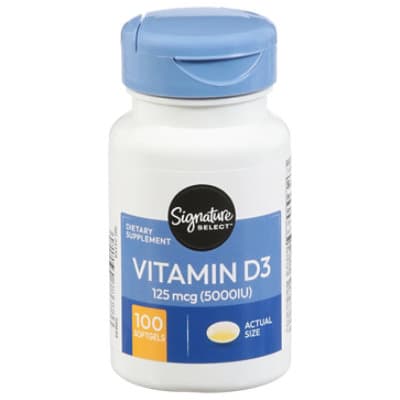 Signature Care Vitamin D3 125Mcg Dietary Supplement Softgel