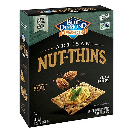 Is it Vegetarian? Blue Diamond Nut Thins Cracker Snacks Artisan Natural Flax Seeds