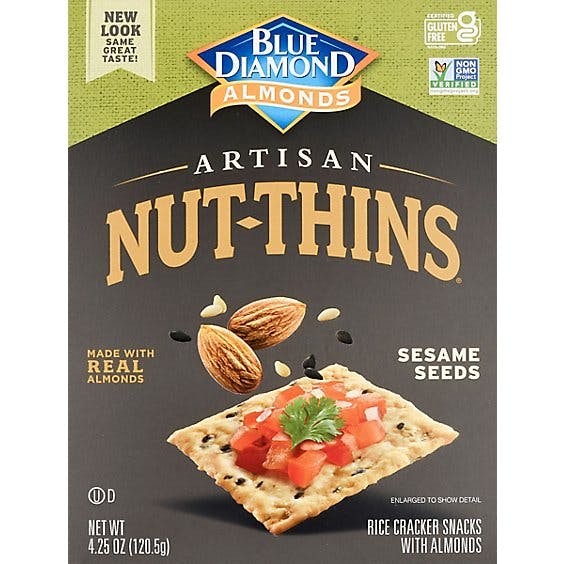 Is it Vegetarian? Blue Diamond Nut Thins Cracker Snacks Artisan Natural Sesame Seeds