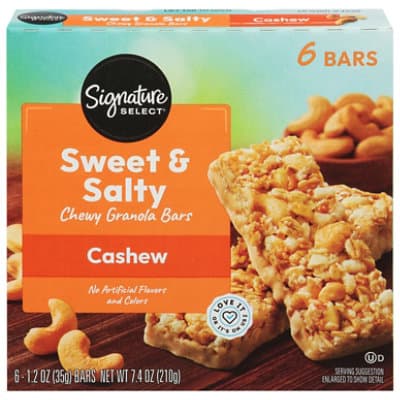 Signature Select Granola Bars Chewy Sweet N Salty Cashew