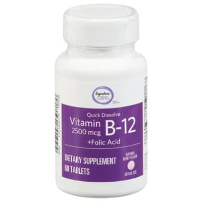 Signature Care Vitamin B12 2500Mcg Sublingual Natural Cherry Quick Dissolve