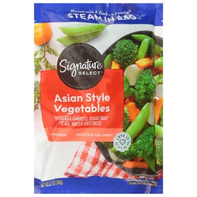 Signature Select Broccoli Carrots Sugar Snap Peas & Water Chestnuts Steam In Bag
