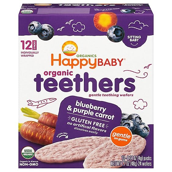 Happy Baby Organics Gentle Teething Wafers Blueberry & Purple Carrot