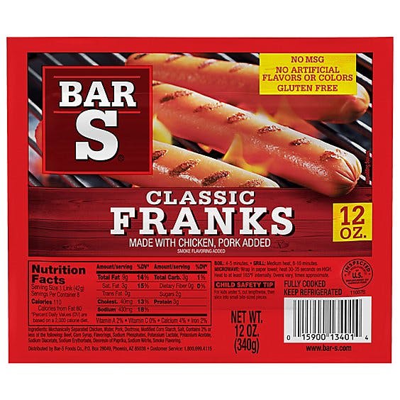 Is it Tree Nut Free? Bar S Franks Made With Chicken & Pork