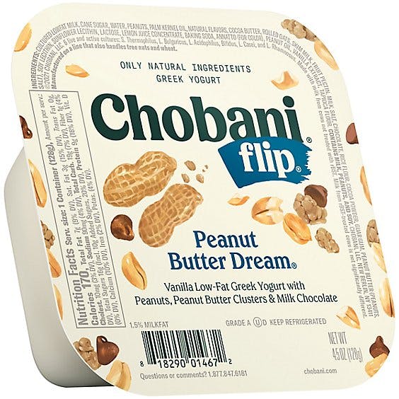 Is it Dairy Free? Chobani Flip Yogurt Greek Peanut Butter Dream