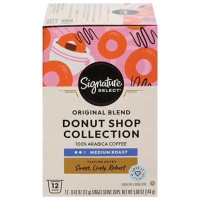 Signature Select Donut Shop Collection Coffee Arabica Single Serve Cups Medium Roast