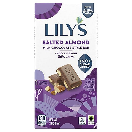 Is it Soy Free? Lily's Sweets Milk Chocolate Style Bar, Salted Almond