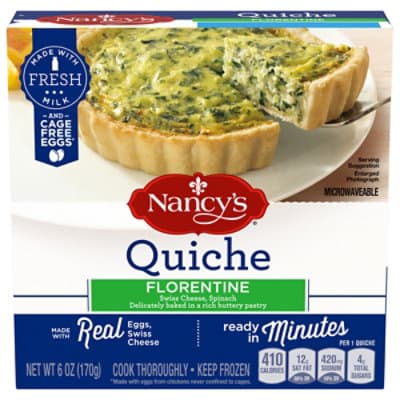 Nancy'S Florentine Quiche With Eggs Swiss Cheese & Spinach  Meal