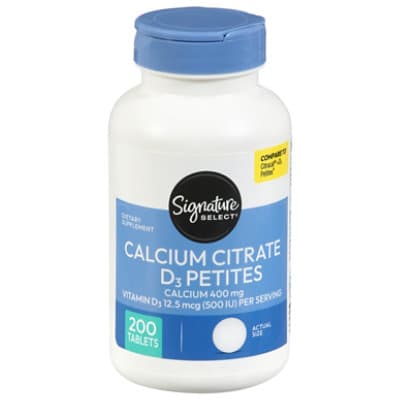 Signature Care Calcium Citrate Plus Vitamin D3 500Iu Dietary Supplement