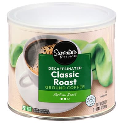Signature Select Coffee Ground Medium Dark Roast Classic Roast Decaffeinated