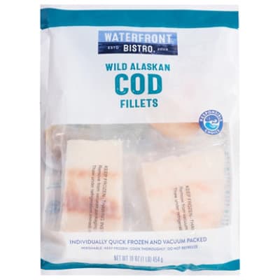 Waterfront Bistro Cod Fillets Wild Alaskan Boneless & Skinless