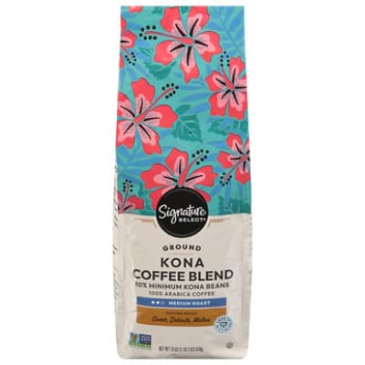 Signature Select Medium Roast Kona Coffee Blend Coffee Grounds