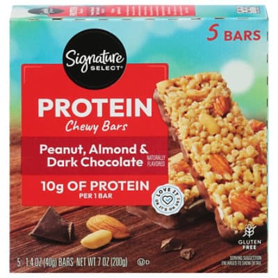 Signature Select Chewy Bars Protein Peanut Almond Dark Chocolate Flavored
