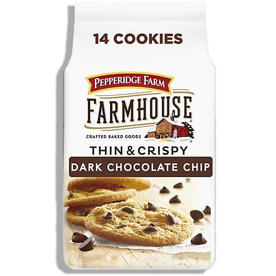 Is it Pescatarian? Pepperidge Farm Farmhouse Cookies Thin & Crispy Dark Chocolate Chip