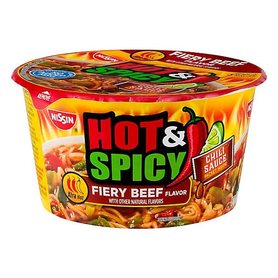 Nissin Hot & Spicy Fiery Beef Flavor Ramen Noodle Soup